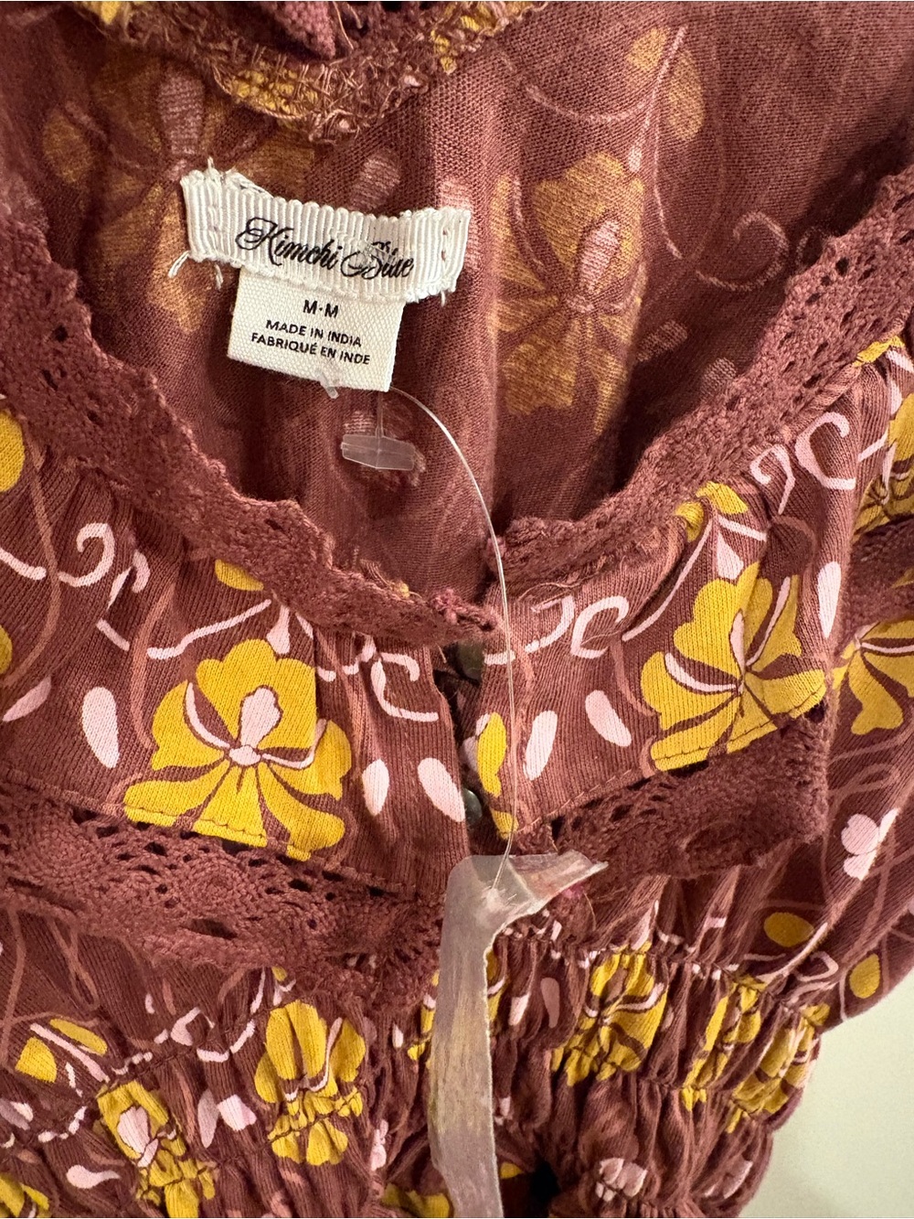 Kimchi Blue - Tank Tops and Camis  Burgundy Floral Ruffle Sleeveless Top - Picture 4 of 5
